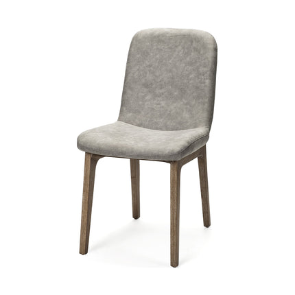 Set Of Two Gray And Brown Upholstered Fabric Side Chairs HomeRoots