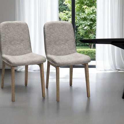 Set Of Two Gray And Brown Upholstered Fabric Side Chairs HomeRoots