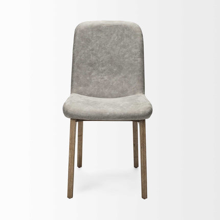 Set Of Two Gray And Brown Upholstered Fabric Side Chairs HomeRoots