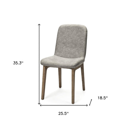Set Of Two Gray And Brown Upholstered Fabric Side Chairs HomeRoots