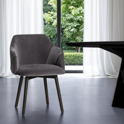 Gray and Black Upholstered Fabric Dining Arm Chair HomeRoots