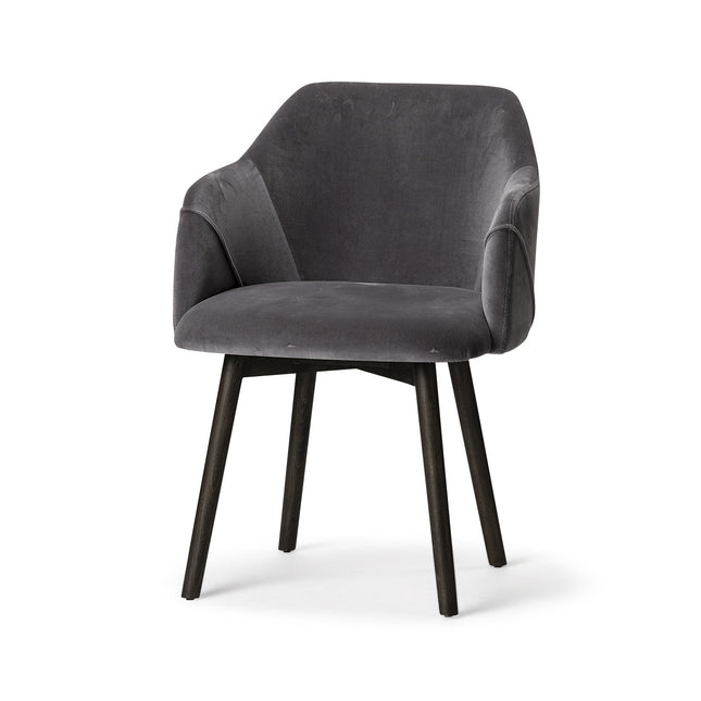 Gray and Black Upholstered Fabric Dining Arm Chair HomeRoots