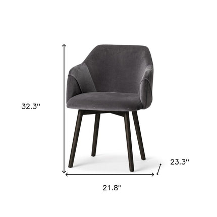 Gray and Black Upholstered Fabric Dining Arm Chair HomeRoots