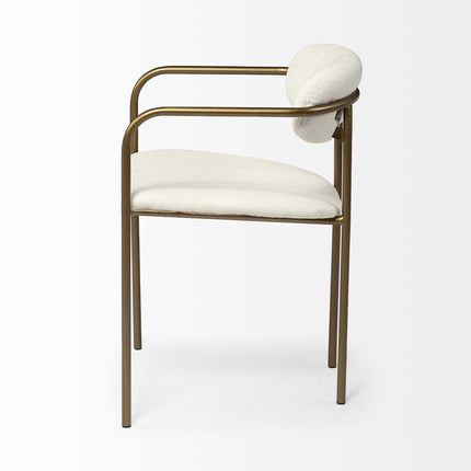 Set of Two Cream and Gold Fabric Open Back Dining Arm Chairs HomeRoots