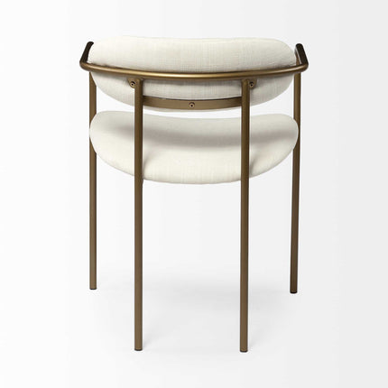 Set of Two Cream and Gold Fabric Open Back Dining Arm Chairs HomeRoots