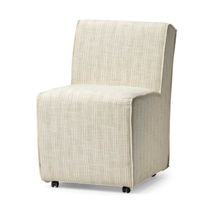 Set of Two Cream Fabric Dining Parsons Chairs HomeRoots