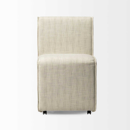 Set of Two Cream Fabric Dining Parsons Chairs HomeRoots
