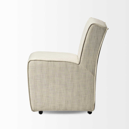 Set of Two Cream Fabric Dining Parsons Chairs HomeRoots