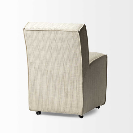 Set of Two Cream Fabric Dining Parsons Chairs HomeRoots