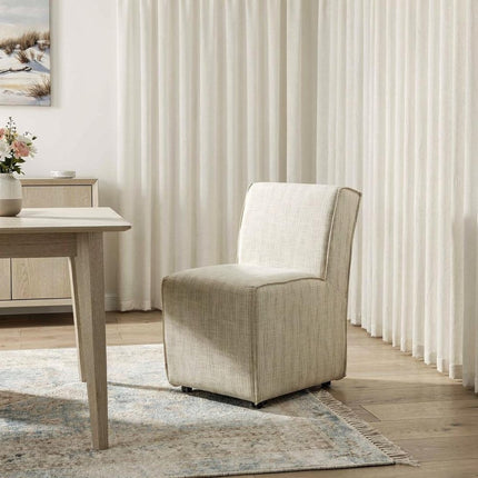 Set of Two Cream Fabric Dining Parsons Chairs HomeRoots