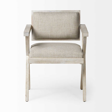 Gray Upholstered Fabric Open Back Dining Arm Chair HomeRoots