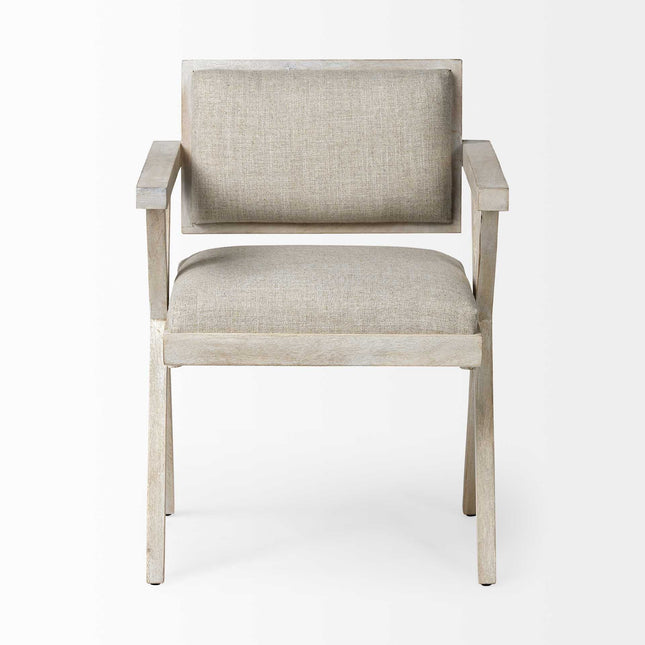 Gray Upholstered Fabric Open Back Dining Arm Chair HomeRoots
