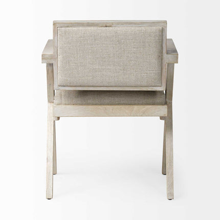 Gray Upholstered Fabric Open Back Dining Arm Chair HomeRoots