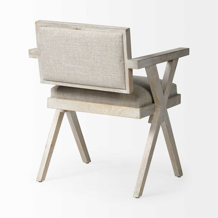 Gray Upholstered Fabric Open Back Dining Arm Chair HomeRoots