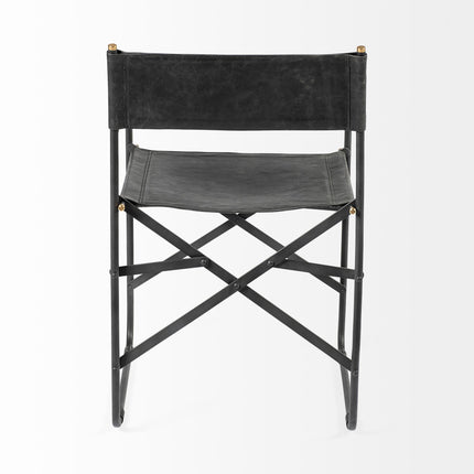 Black Leather Open Back Dining Arm Chair HomeRoots