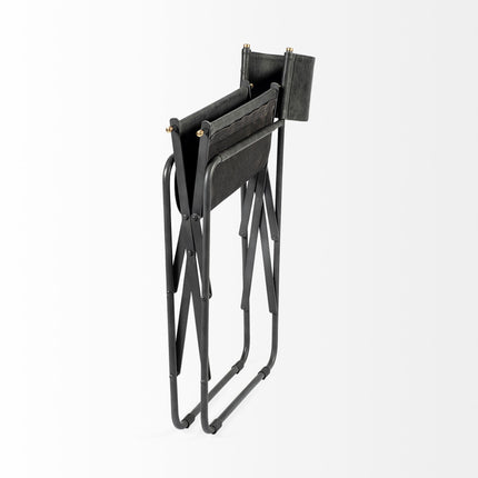 Black Leather Open Back Dining Arm Chair HomeRoots