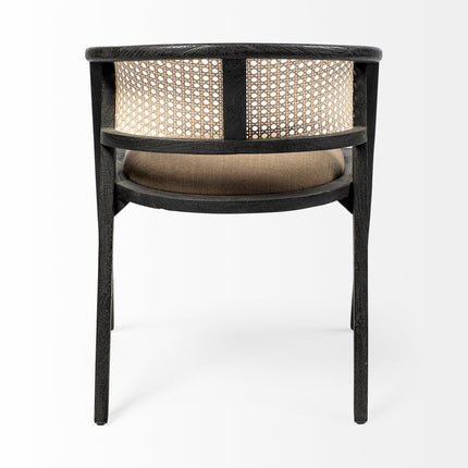 Gray And Black Upholstered Linen Open Back Dining Arm Chair HomeRoots