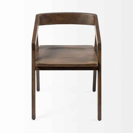 Set Of Two Brown Wood Open Back Arm Chairs HomeRoots
