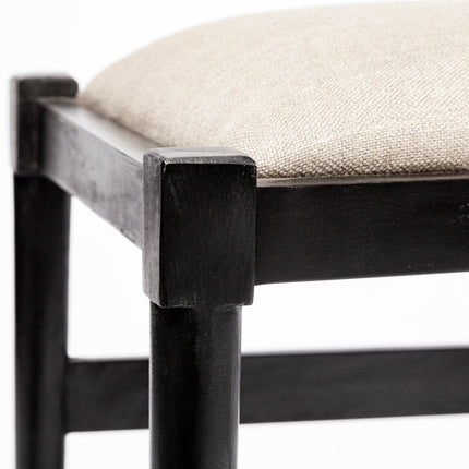 Beige And Black Upholstered Linen Wishbone Back Dining Side Chair HomeRoots