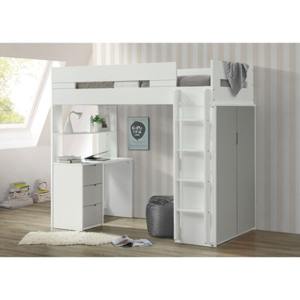 ACME 38050 Nerice Loft Bed, White & Gray (1Set/5Ctn)