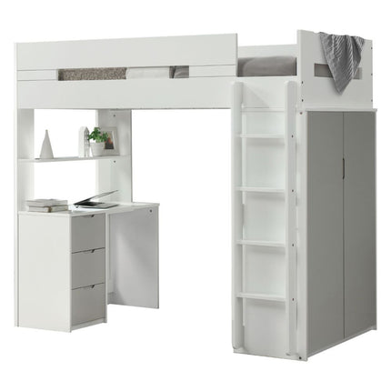 ACME 38050 Nerice Loft Bed, White & Gray (1Set/5Ctn)