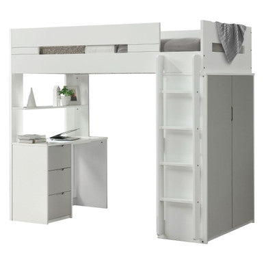 ACME 38050 Nerice Loft Bed, White & Gray (1Set/5Ctn) ACME Furniture