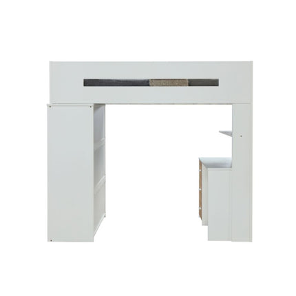 ACME 38055 Nerice Loft Bed, White & Oak (1Set/5Ctn)