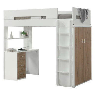 ACME 38055 Nerice Loft Bed, White & Oak (1Set/5Ctn) ACME Furniture