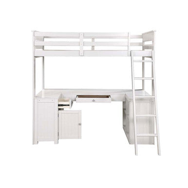 ACME 38065 Ambar Loft Bed with Chest, Desk & Bookcase, Light Gray ACME Furniture