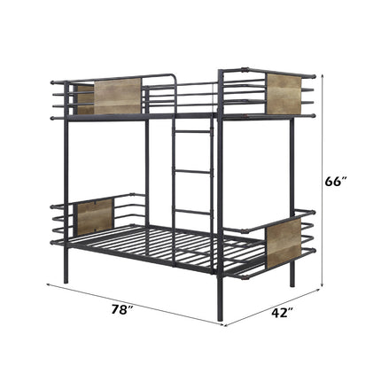 ACME 38130 Deliz Twin Bunk Bed, Gunmetal