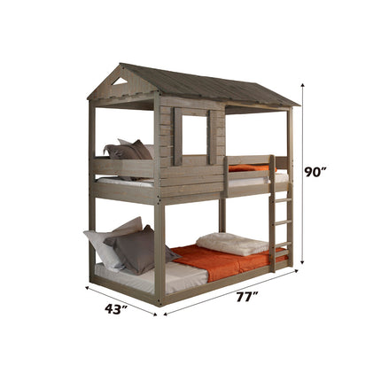 ACME 38140 Darlene Twin Bunk Bed, Rustic Gray