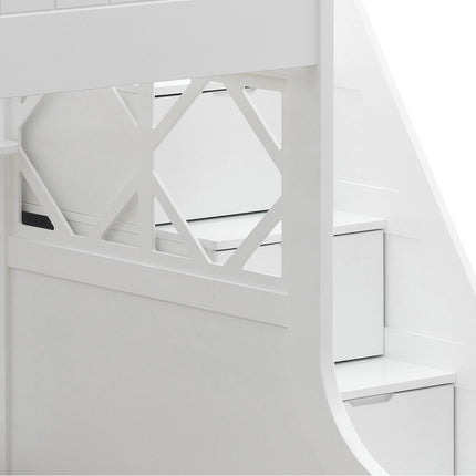 ACME 38150 Meyer Twin/Full Bunk Bed with Storage Ladder & Drawers, White