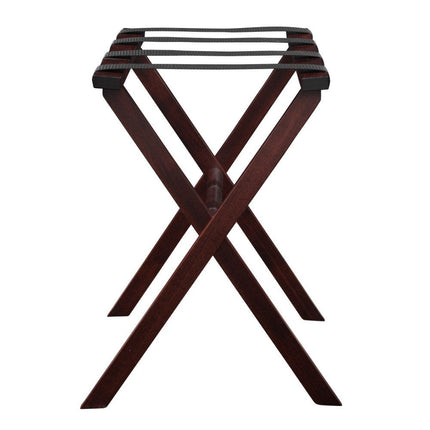 Hotel Cherry Mahogany Folding Luggage Rack With Black Straps HomeRoots