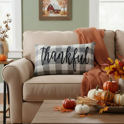 Thankful Buffalo Plaid Lumbar Throw Pillow HomeRoots