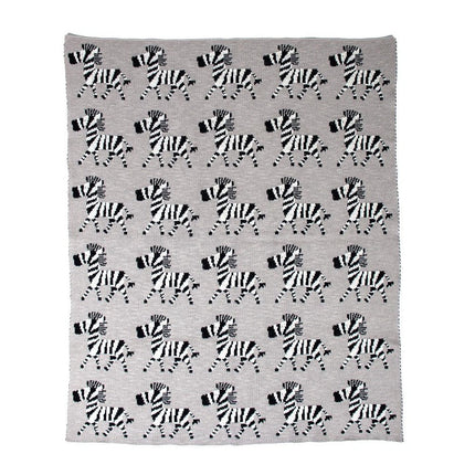 Grey Lots Of Zebras Woven Knitted Baby Blanket HomeRoots