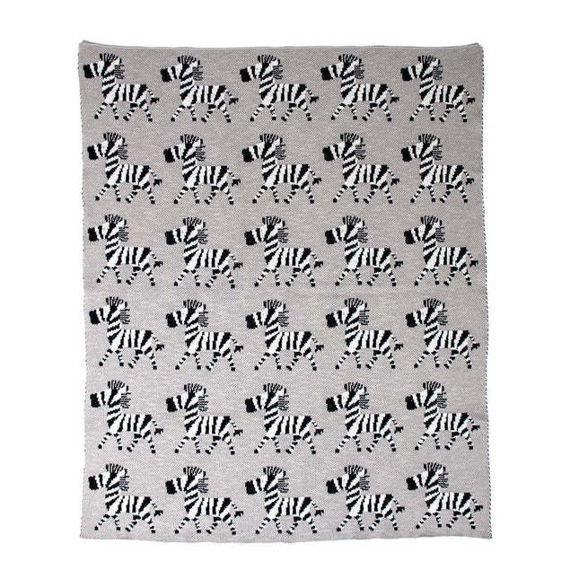 Grey Lots Of Zebras Woven Knitted Baby Blanket HomeRoots