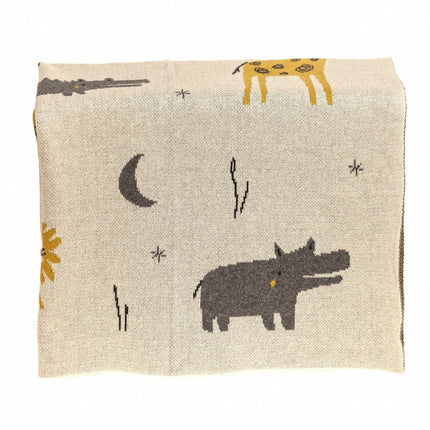 Zoo Animals Woven Knitted Baby Blanket HomeRoots
