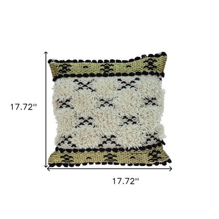 Shaggy Woven Throw Pillow HomeRoots