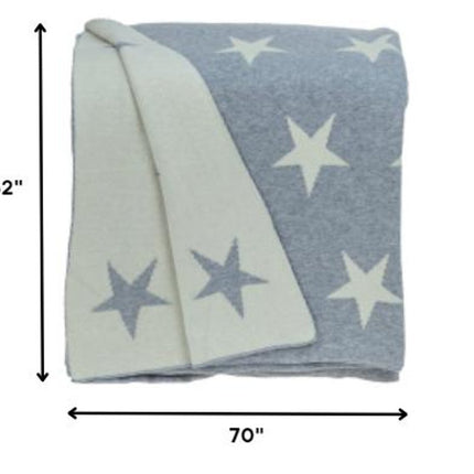 Gray And White Stars Knitted Throw Blanket HomeRoots