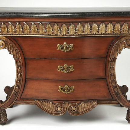 48" Brown and Black Solid Wood Three Drawer Sideboard HomeRoots