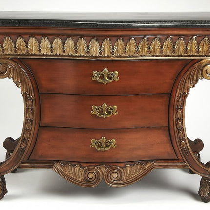 48" Brown and Black Solid Wood Three Drawer Sideboard HomeRoots