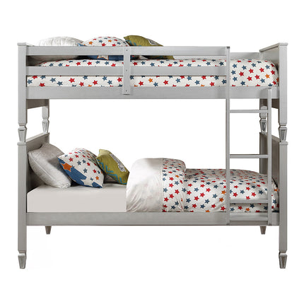 ACME 38330 Varian Twin Bunk Bed, Blue Velvet & Silver Finish