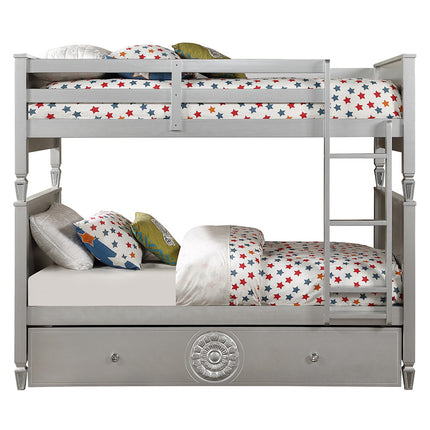 ACME 38330 Varian Twin Bunk Bed, Blue Velvet & Silver Finish