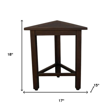 17" Dark Brown Teak Corner Shower Bench HomeRoots