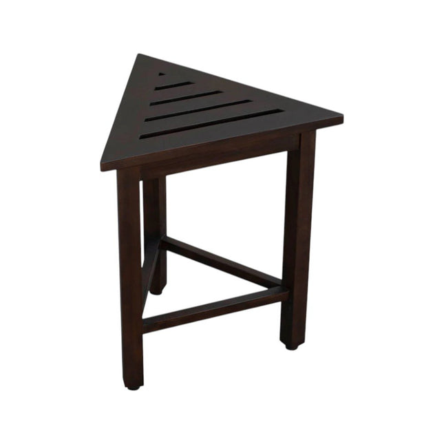 17" Dark Brown Teak Corner Shower Bench HomeRoots
