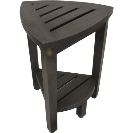 Mod Gray Teak 18" Curvilinear Corner Shower Bench With Shelf HomeRoots