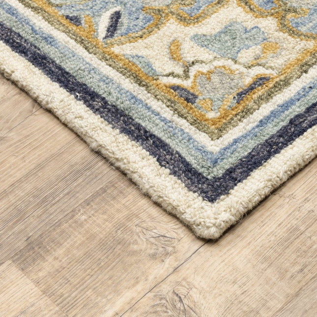 10' X 13' Blue And Ivory Bohemian Rug HomeRoots
