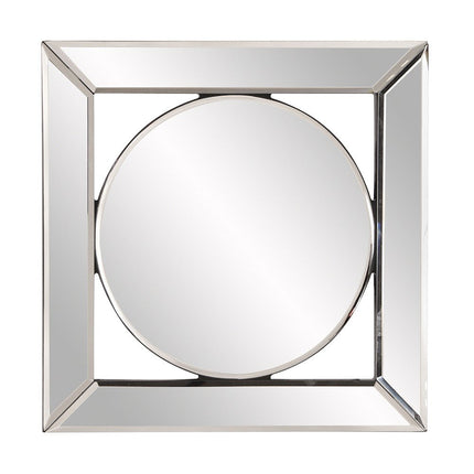 12" Round in Square Glass Framed Accent Mirror HomeRoots
