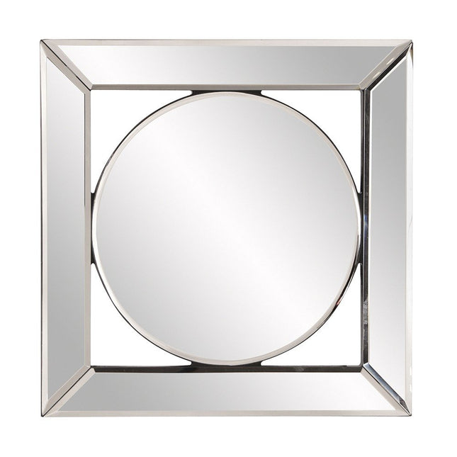 12" Round in Square Glass Framed Accent Mirror HomeRoots