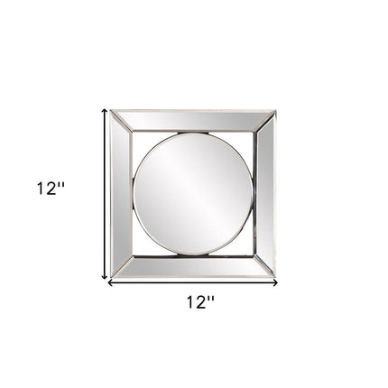 12" Round in Square Glass Framed Accent Mirror HomeRoots